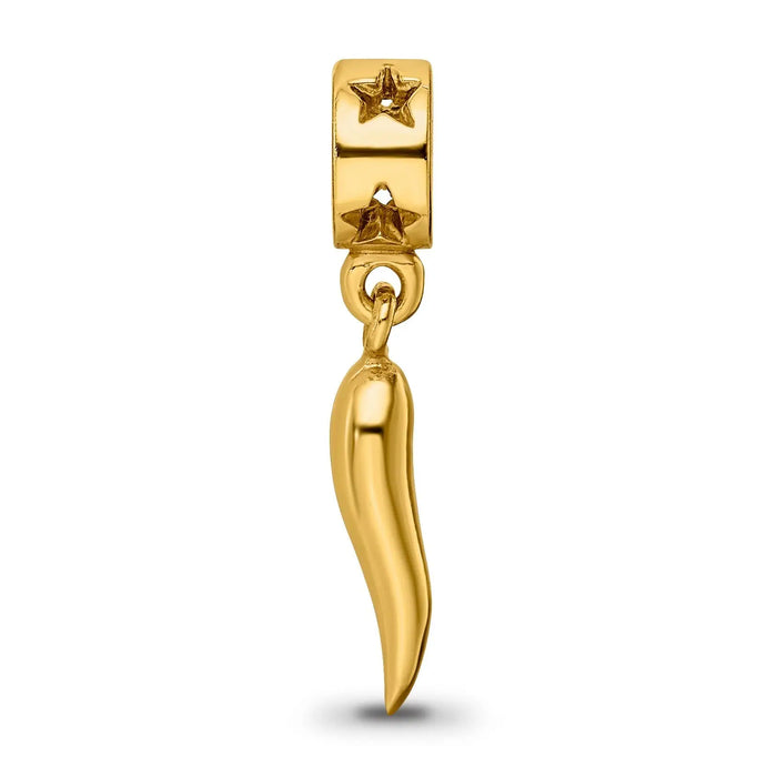 Silver Gold-plated Italian Horn Dangle Pendant by Fine Color Jewels