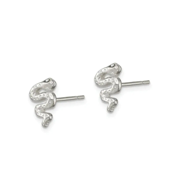 Silver Snake Earrings by Fine Color Jewels