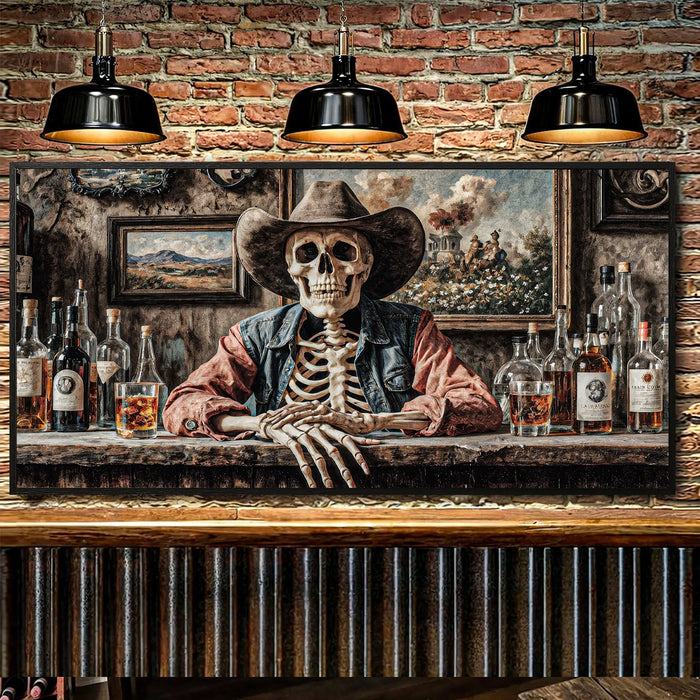 Skeleton Cowboy Barman At Western Saloon Wall Art by Tailored Canvases