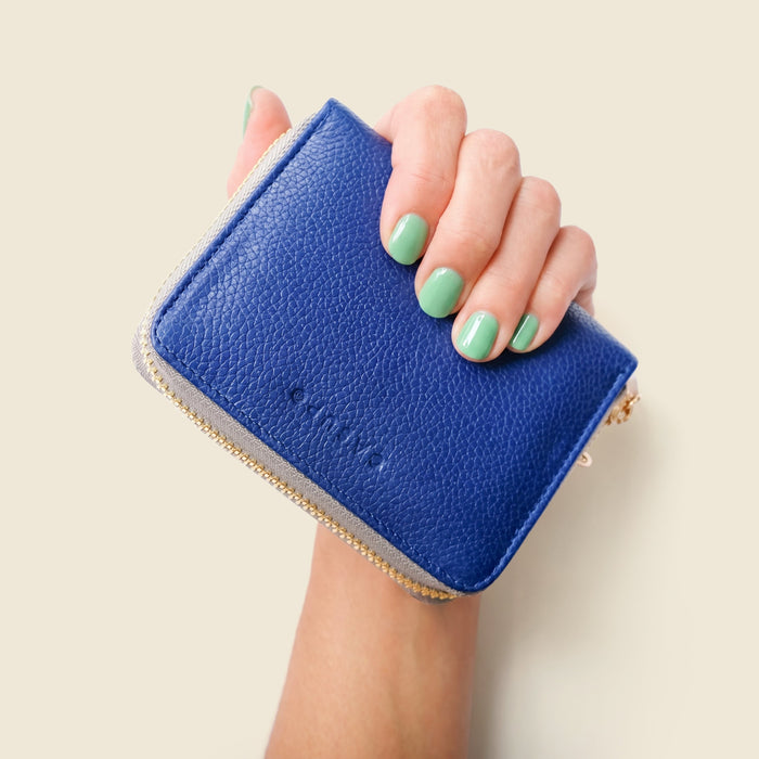 Small Zipper Wallet with Detachable Key Ring - Cobalt Blue by CASUPO