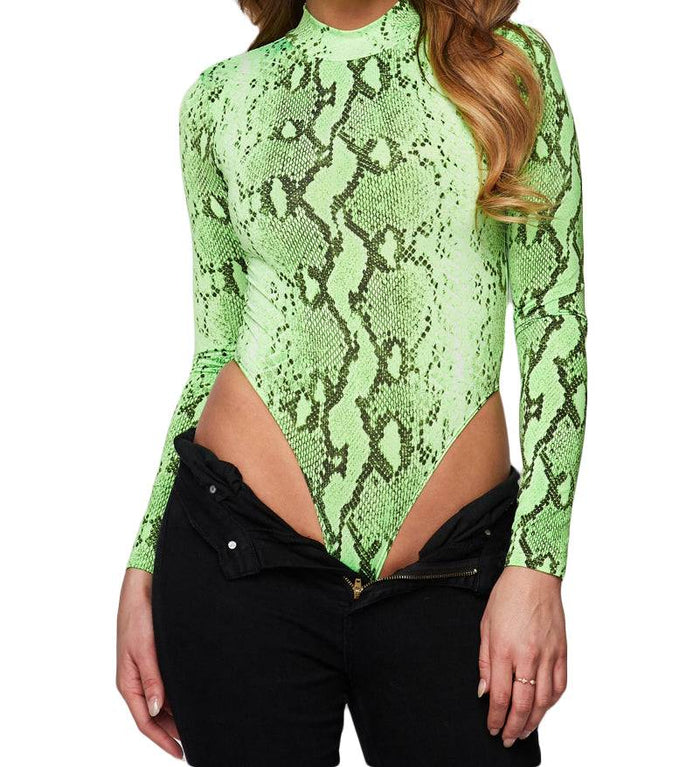 Mock Neck Snake Bodysuit by The House of Stylez