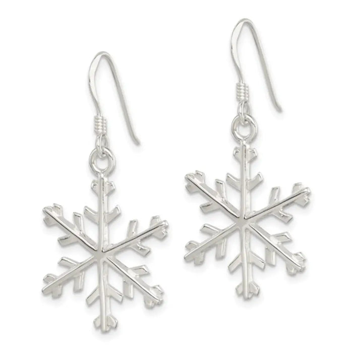 Snowflake Dangle Silver Earrings by Fine Color Jewels