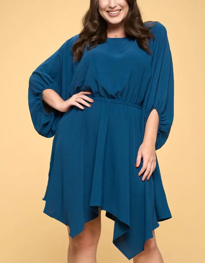Solid Woven Boat Neckline Dress by Boutique 23
