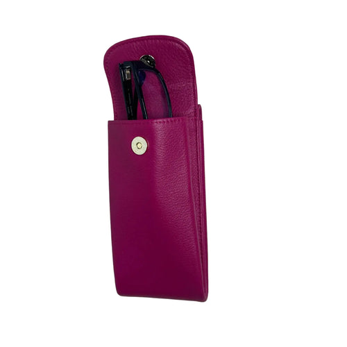 Sophia Full-Grain Leather Double Eyeglass Case – Travel Glasses & Sunglasses Holder by MiamiLeathers.com