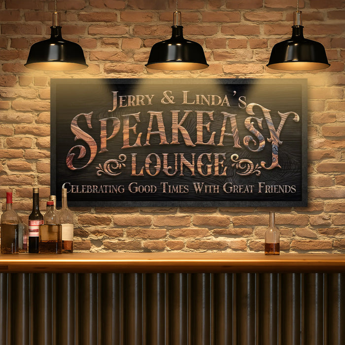 Speakeasy Lounge Wall Sign by Tailored Canvases