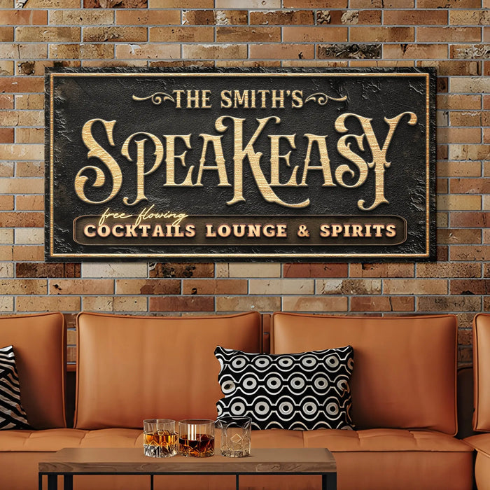 Speakeasy Personalized Bar Sign by Tailored Canvases