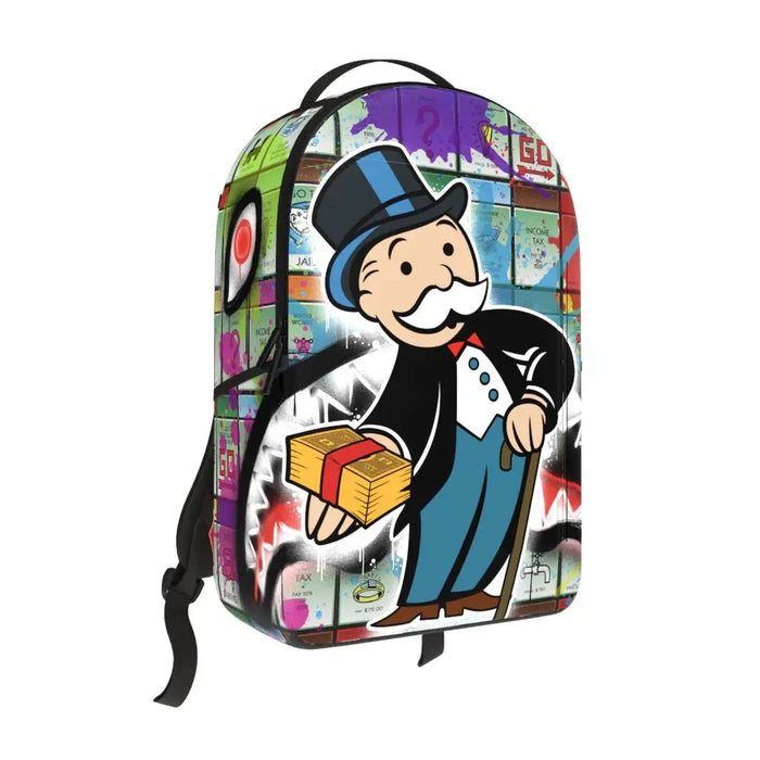 Sprayground Monopoly Man Sprayed Board DLXR Backpack B7021 by I-Max Fashions