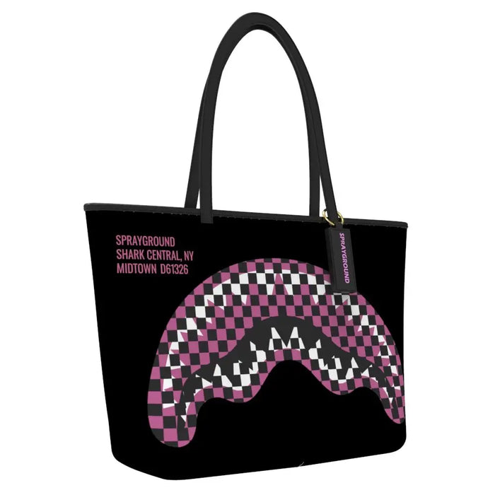 Sprayground Shark Central Breakup Check Sorbet Grey Tote T7747 by I-Max Fashions