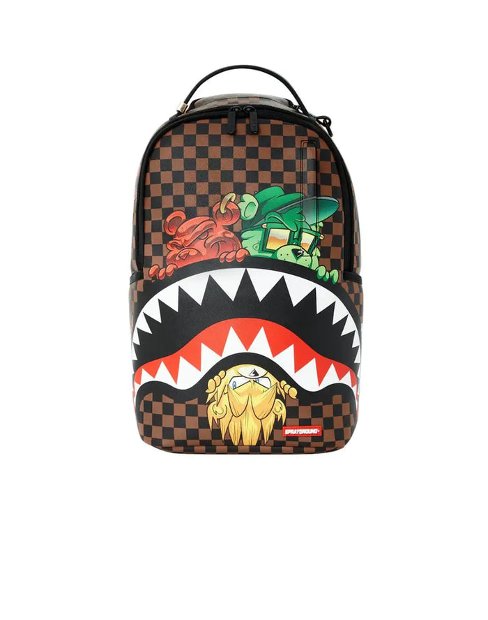 Sprayground Sharks In Paris Characters Sneakin & Peekin DLXSV Backpack B5395 by I-Max Fashions