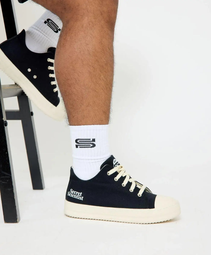 Stacked "Double S" Socks - White by SecretScientist
