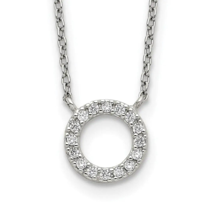 Sterling Silver CZ Circle Necklace by Fine Color Jewels