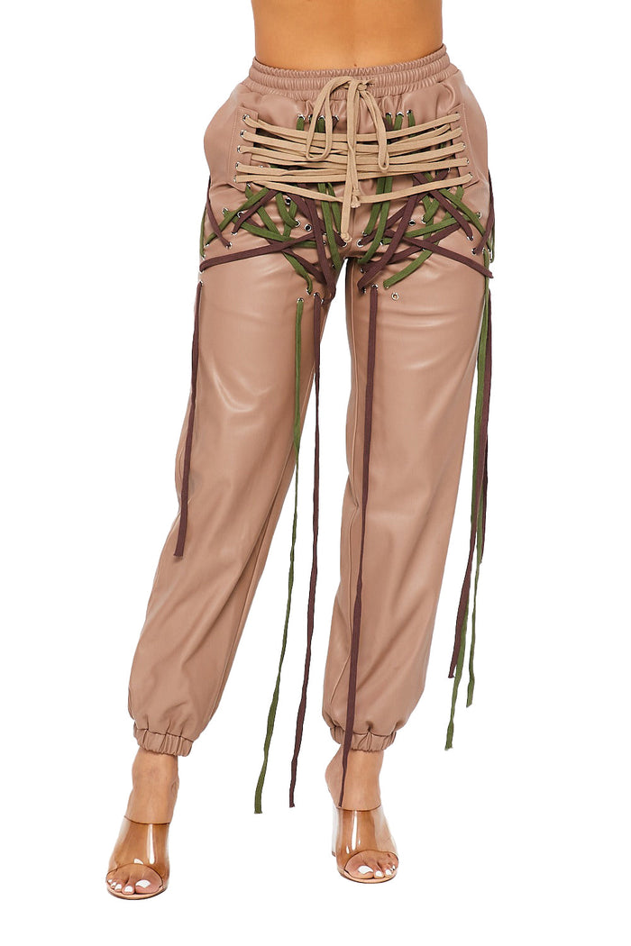 Vegan Leather String Joggers by The House of Stylez