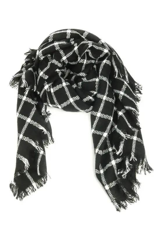 Striped Pattern Oblong Scarf by Boutique 23