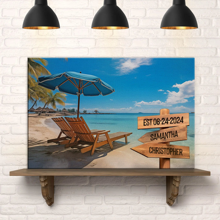 Summer Beach Family Names Sign by Tailored Canvases