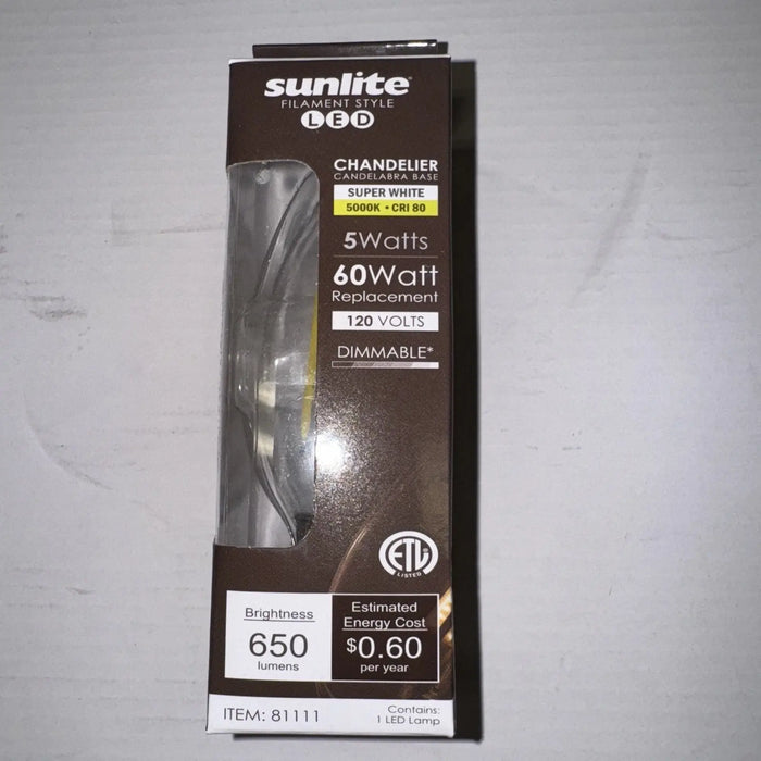 Sunlite Chandelier 5 Watt 120v Item Num.81111 LED 650 Lumens Bulb by Price Is Right Miami