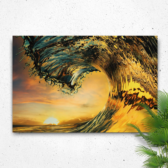 Sunset Ocean Wave Canvas Wall Art by Tailored Canvases