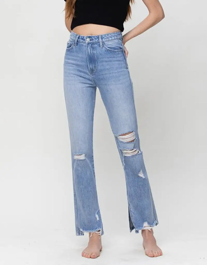 Super High Rise Straight Ankle With Slit Detail by Boutique 23