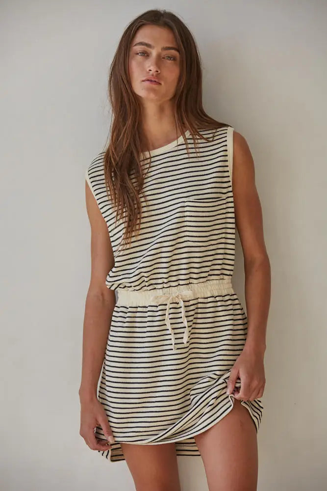 Swen Striped Sleeveless Mini Dress by Boutique 23