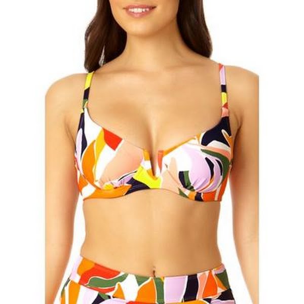 Anne Cole Swimwear Palm Party V-wire Elongated Underwire Bikini Top by Vanessa Jane