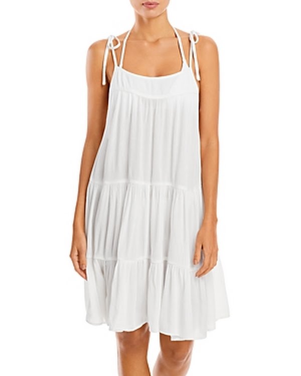 Aqua Swim Shoulder Tie Cover-up Dress, Size XL by Vanessa Jane