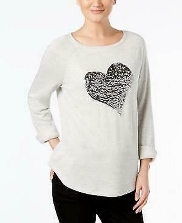 Inc Embellished Heart Sweatshirt, Size XS by Vanessa Jane