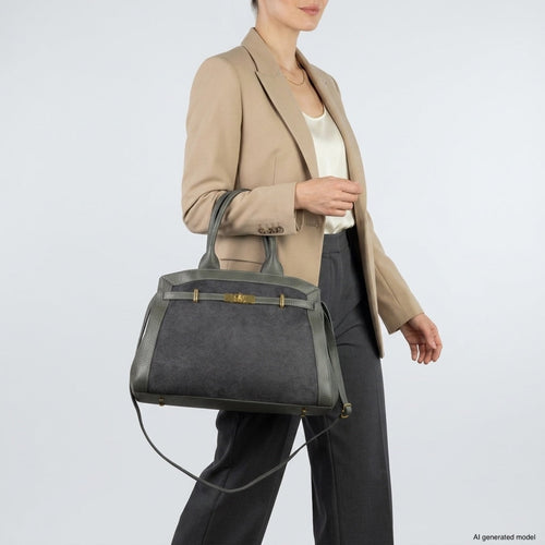 Italian Genuine Suede & Full-Grain Leather Top-Handle Bag | Forlì by TAKEASY