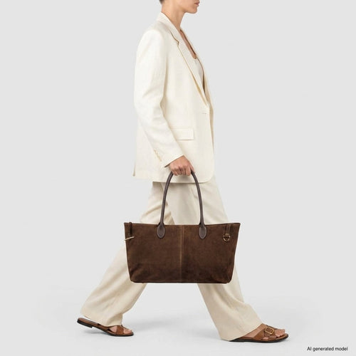 Italian Genuine Suede & Full-Grain Leather Tote Bag | Bologna by TAKEASY