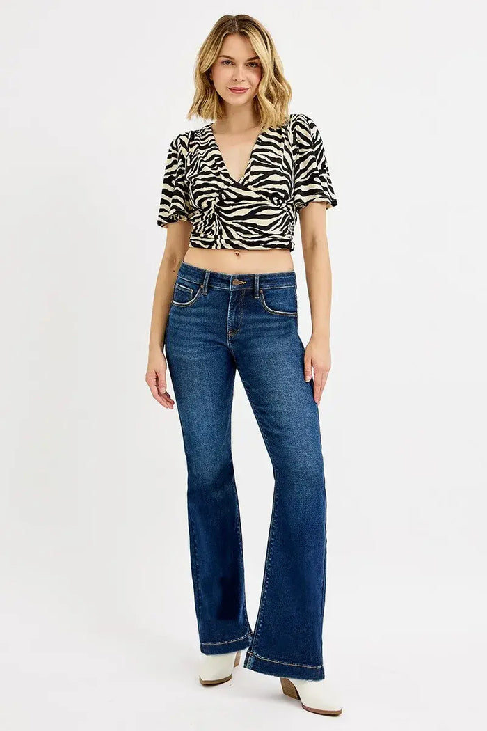 Tummy Control Mid Rise Flare Jeans by Boutique 23