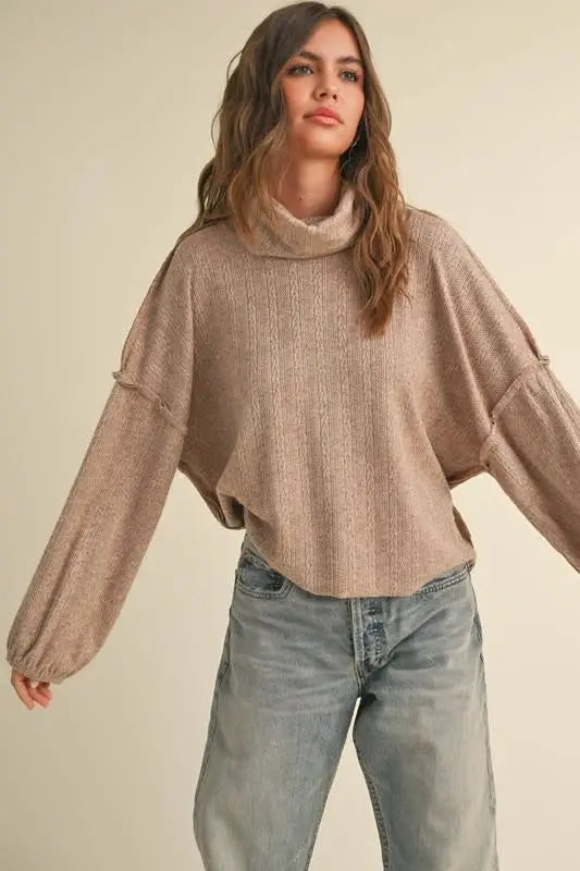 Turtle Neck Dolman Sleeve Sweater - Coco by Boutique 23