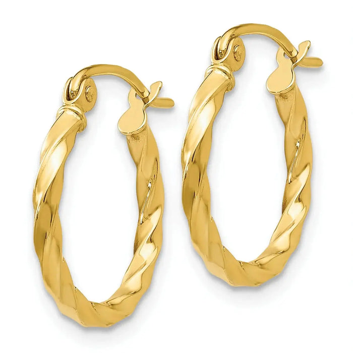 Twisted 14k Gold Hoops Earrings by Fine Color Jewels