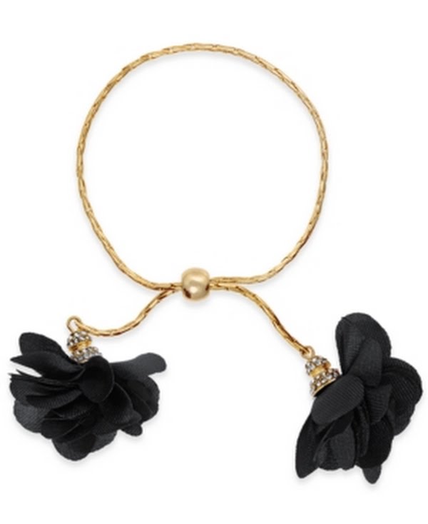 Inc International Concepts Imitation Pearl and Fabric Flower Bolo Bracelet by Vanessa Jane
