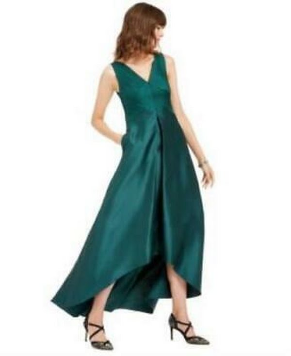 Adrianna Papell Womens Zippered V Neck MIDI Fit Flare Formal by Vanessa Jane