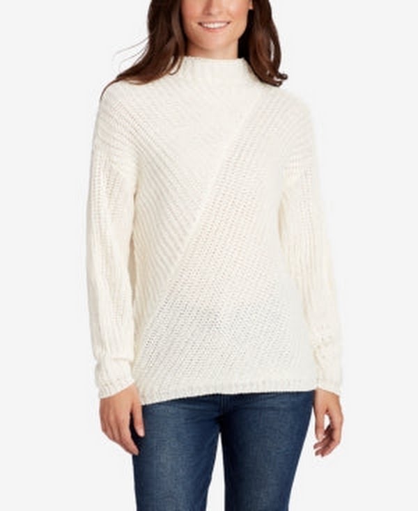 William Rast Women's Robbin Ribbed Mock-Neck Sweater, Ivory, Size XXL by Vanessa Jane