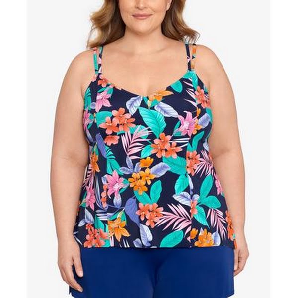 Swim Solutions Printed Double-Strap Princess Tankini by Vanessa Jane