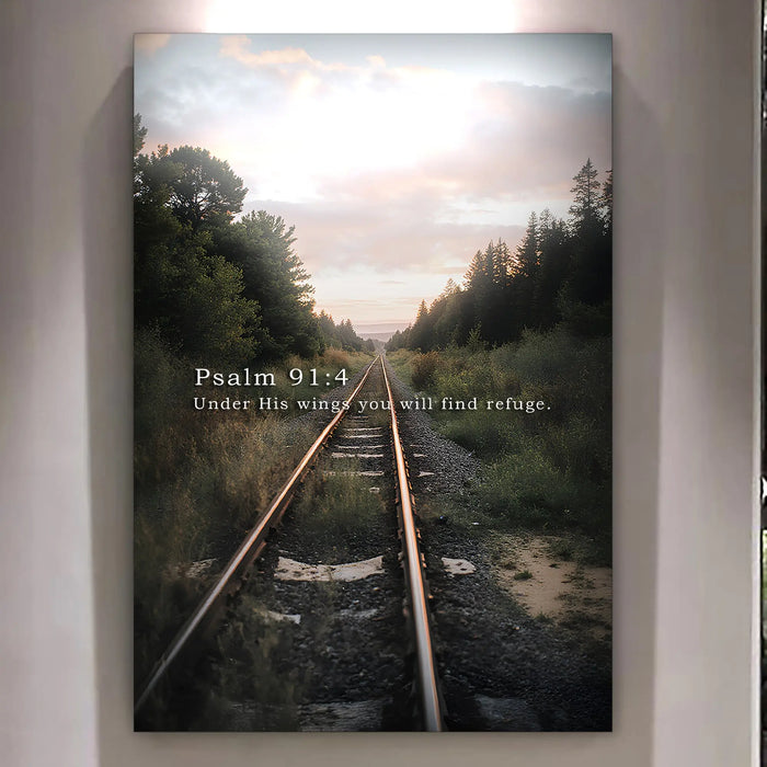 Under His Wings You Will Find Refuge - Psalm 91:4 Faith Wall Art by Tailored Canvases