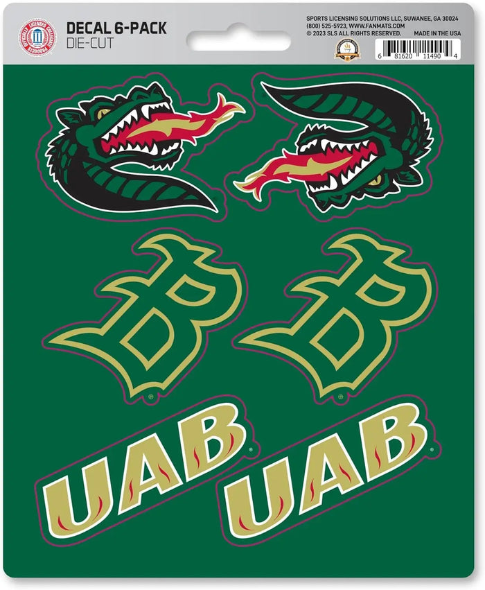 University of Alabama Birmingham UAB Blazers 6-Piece Decal Sticker Set, 5x6 Inch Sheet, Gift for football fans for any hard surfaces around home, automotive, personal items by Fielders Choice