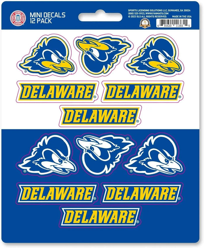 University of Delaware Blue Hens 12-Piece Mini Decal Sticker Set, 5x6 Inch Sheet, Gift for football fans for any hard surfaces around home, automotive, personal items by Fielders Choice