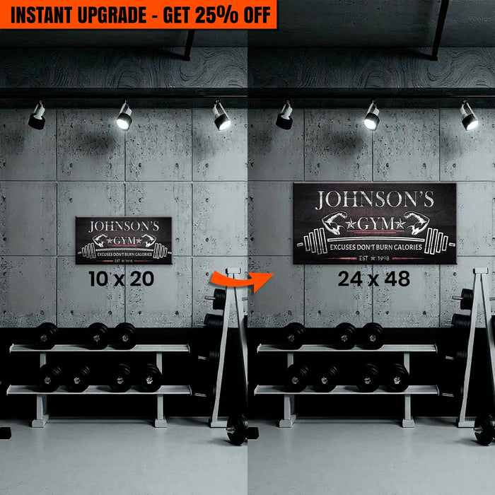 Upgrade Your 10x20 Inches 'Gym Sign II' To 24x48 Inches Canvas by Tailored Canvases
