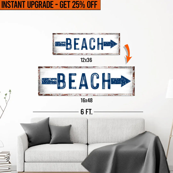 Upgrade Your 12x36 Inches 'Beach Arrow' (Style 1) Canvas To 16x48 Inches by Tailored Canvases