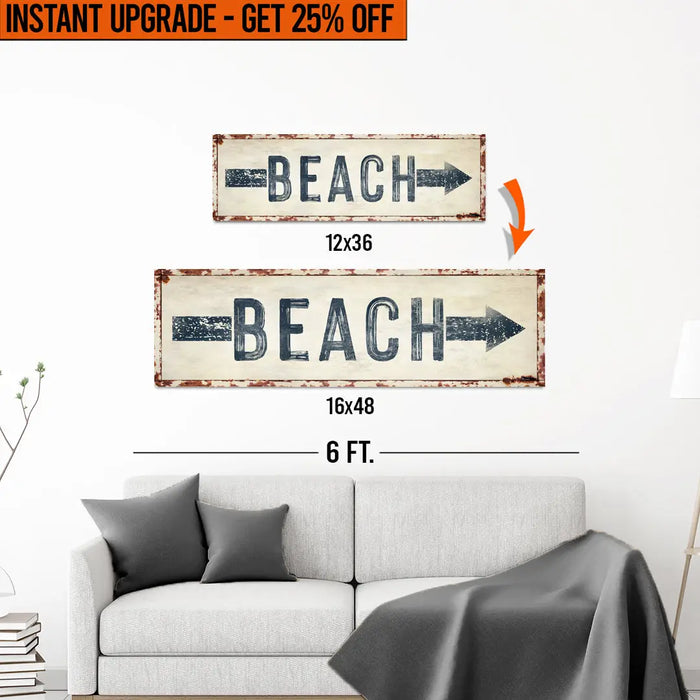 Upgrade Your 12x36 Inches 'Beach Arrow' (Style 3) Canvas To 16x48 Inches by Tailored Canvases