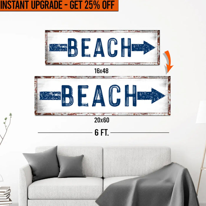 Upgrade Your 16x48 Inches 'Beach Arrow' (Style 1) Canvas To 20x60 Inches by Tailored Canvases