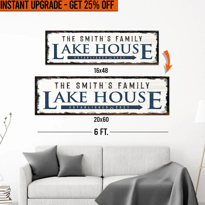 Upgrade Your 16x48 Inches 'Family Lake House Arrow' (Style 1) Canvas To 20x60 Inches by Tailored Canvases