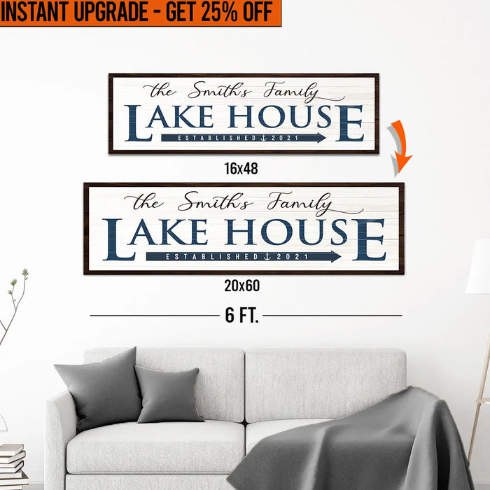 Upgrade Your 16x48 Inches 'Family Lake House Arrow' (Style 3) Canvas To 20x60 Inches by Tailored Canvases