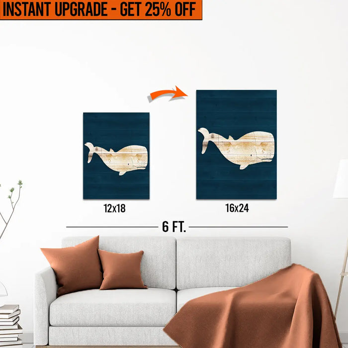 Upgrade Your 18x12 Inches 'White Whale' Canvas To 24x16 Inches by Tailored Canvases