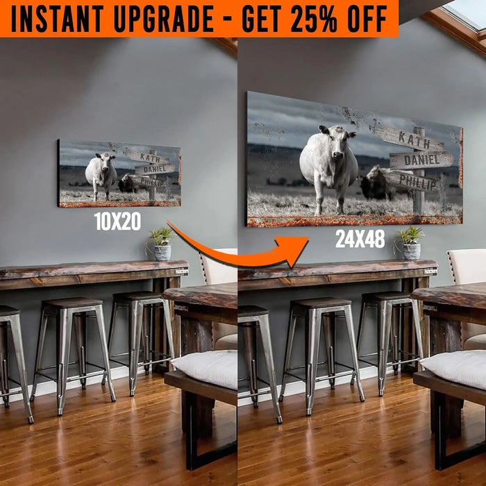 Upgrade Your 20x10 Inches 'Angus Cattle Name' Canvas To 48x24 Inches by Tailored Canvases