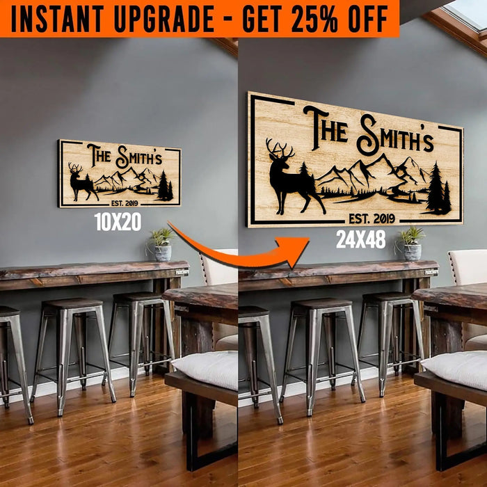 Upgrade Your 20x10 Inches 'Family Mountain Sign' (Style 1) Canvas To 24x48 Inches by Tailored Canvases