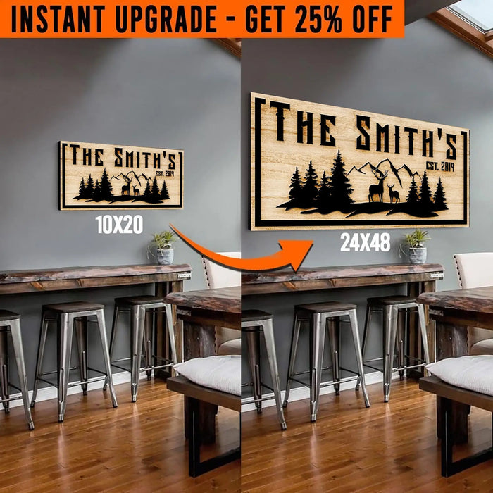 Upgrade Your 20x10 Inches 'Family Mountain Sign' (Style 3) Canvas To 24x48 Inches by Tailored Canvases