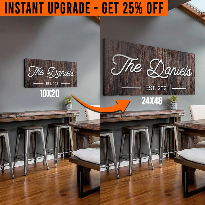 Upgrade Your 20x10 Inches 'Family Name' (Style 1) Canvas To 48x24 Inches by Tailored Canvases