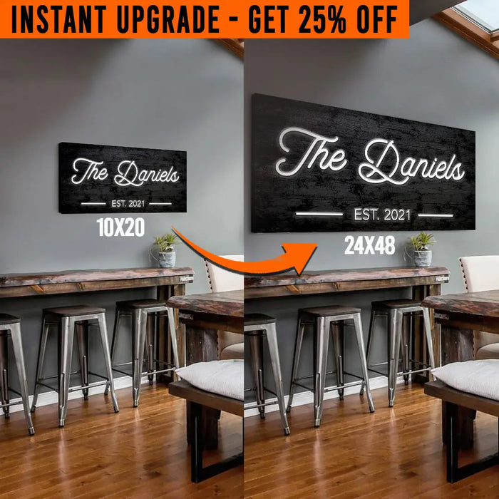 Upgrade Your 20x10 Inches 'Family Name' (Style 3) Canvas To 48x24 Inches by Tailored Canvases