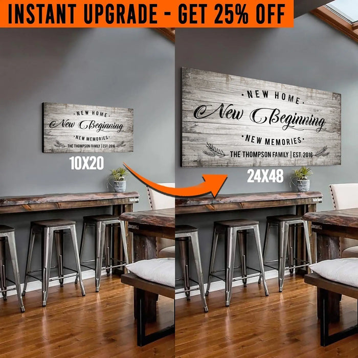 Upgrade Your 20x10 Inches 'New Home Sign' (Style 3) Canvas To 48x24 Inches by Tailored Canvases